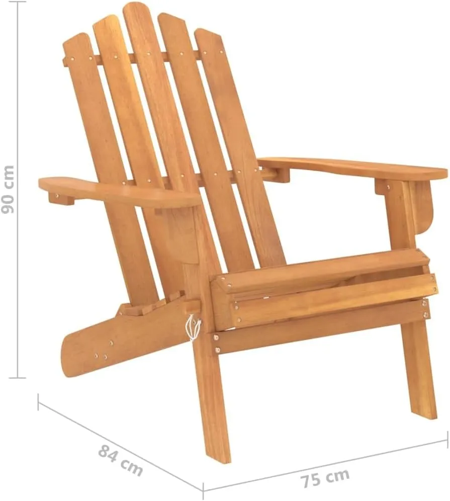 Patio Adirondack Chair with Footrest Solid Wood Acacia Folding Outdoor Lounge Chair Relaxing Garden Chairs for Patio, Deck, or Backyard
