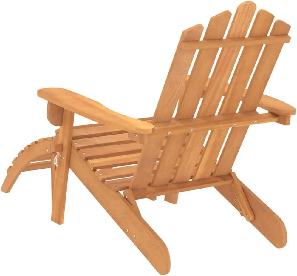 Patio Adirondack Chair with Footrest Solid Wood Acacia Folding Outdoor Lounge Chair Relaxing Garden Chairs for Patio, Deck, or Backyard