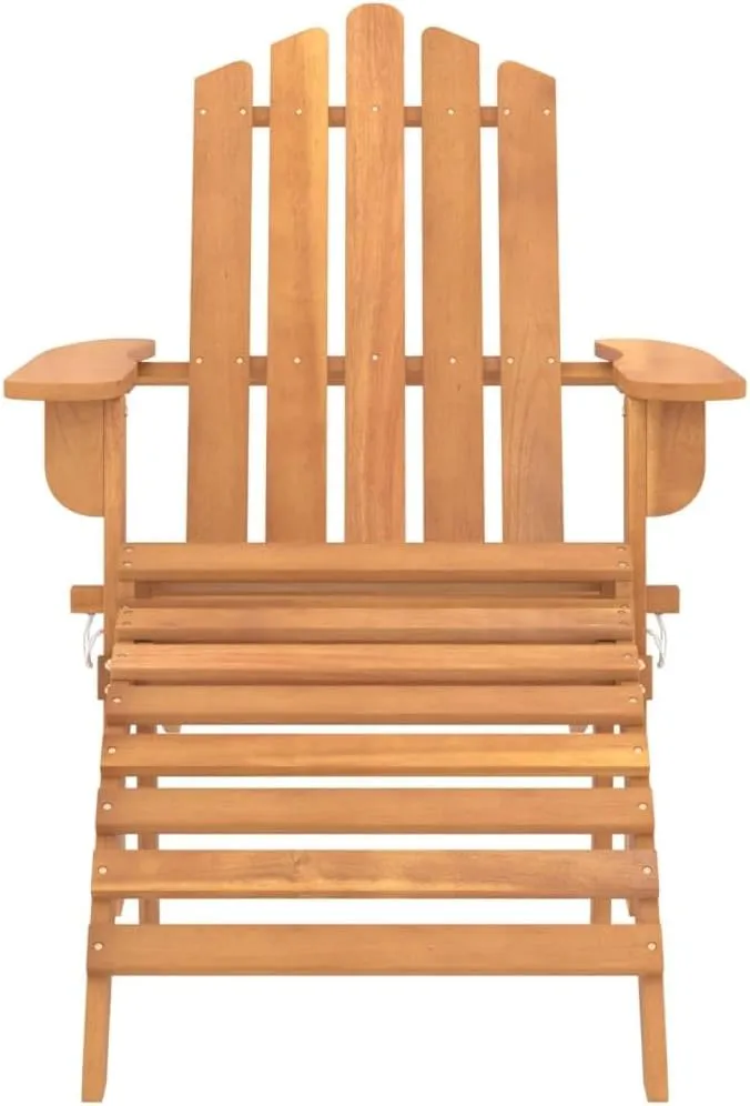 Patio Adirondack Chair with Footrest Solid Wood Acacia Folding Outdoor Lounge Chair Relaxing Garden Chairs for Patio, Deck, or Backyard