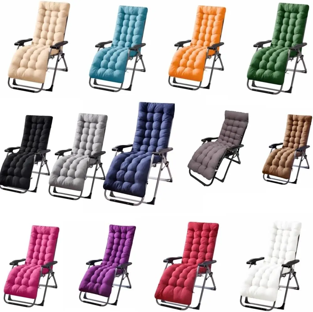 Patio Chaise Lounger Cushion， IndoorOutdoor Rocking Chair Sofa Cushion with 6 Ties， Thick Padded Swing Bench Cushion，61x18.9x3.1in (Khaki)