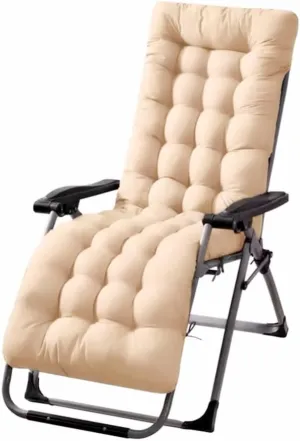 Patio Chaise Lounger Cushion， IndoorOutdoor Rocking Chair Sofa Cushion with 6 Ties， Thick Padded Swing Bench Cushion，61x18.9x3.1in (Khaki)