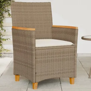 Patio Dining Chairs Camping Chair Dining Chairs Lounge Chair - Patio Chairs with Cushions 2 pcs Beige Poly Rattan&Solid Wood for Campsites Garden Beaches Terrace