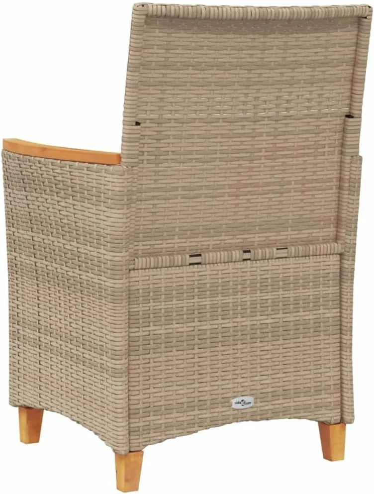 Patio Dining Chairs Camping Chair Dining Chairs Lounge Chair - Patio Chairs with Cushions 2 pcs Beige Poly Rattan&Solid Wood for Campsites Garden Beaches Terrace