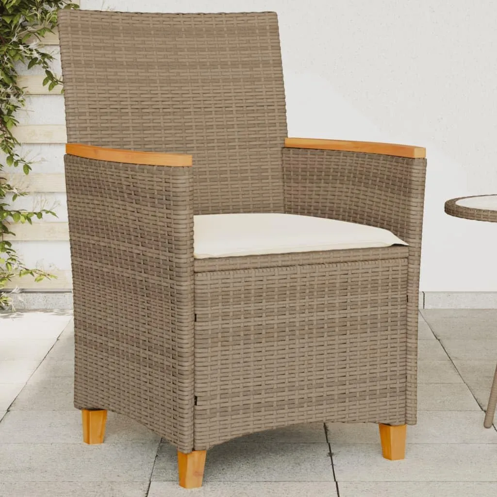 Patio Dining Chairs Camping Chair Dining Chairs Lounge Chair - Patio Chairs with Cushions 2 pcs Beige Poly Rattan&Solid Wood for Campsites Garden Beaches Terrace