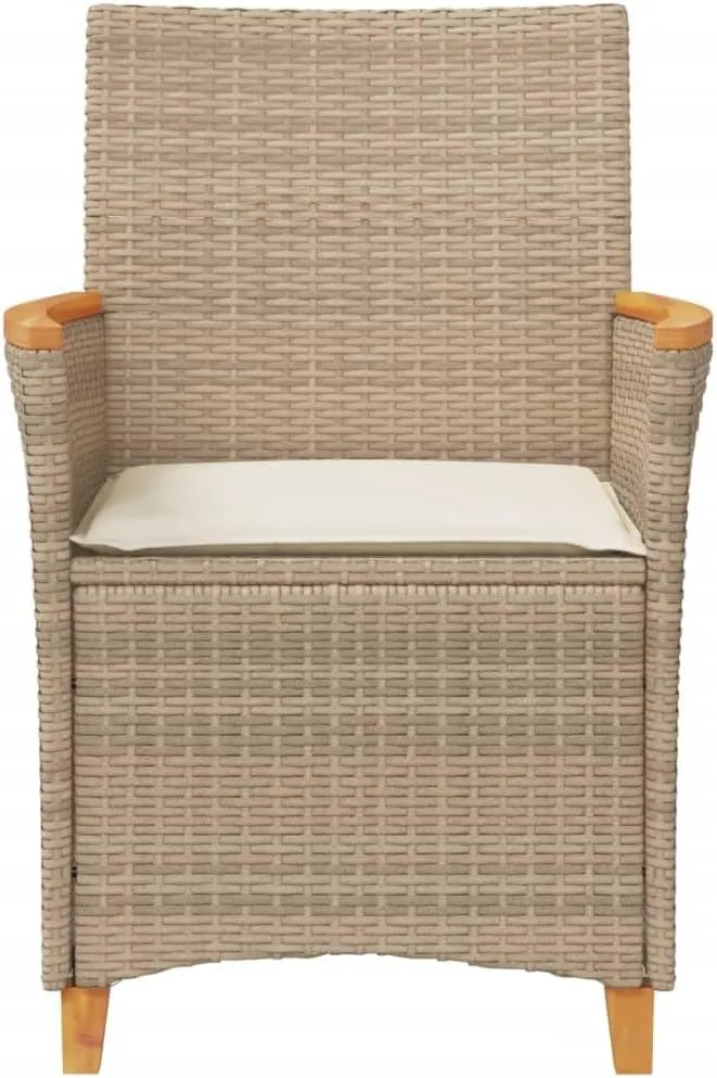 Patio Dining Chairs Camping Chair Dining Chairs Lounge Chair - Patio Chairs with Cushions 2 pcs Beige Poly Rattan&Solid Wood for Campsites Garden Beaches Terrace