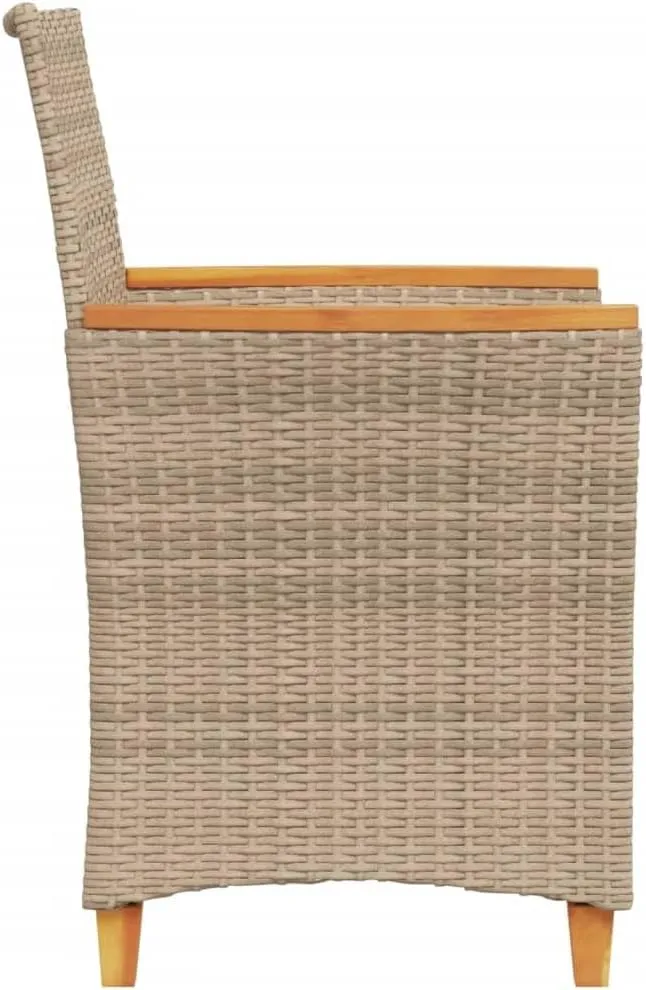 Patio Dining Chairs Camping Chair Dining Chairs Lounge Chair - Patio Chairs with Cushions 2 pcs Beige Poly Rattan&Solid Wood for Campsites Garden Beaches Terrace