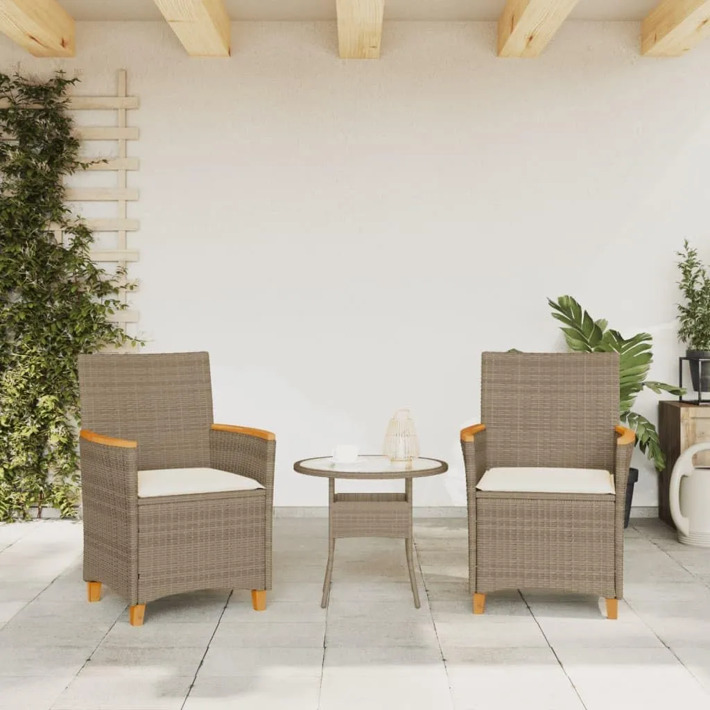 Patio Dining Chairs Camping Chair Dining Chairs Lounge Chair - Patio Chairs with Cushions 2 pcs Beige Poly Rattan&Solid Wood for Campsites Garden Beaches Terrace