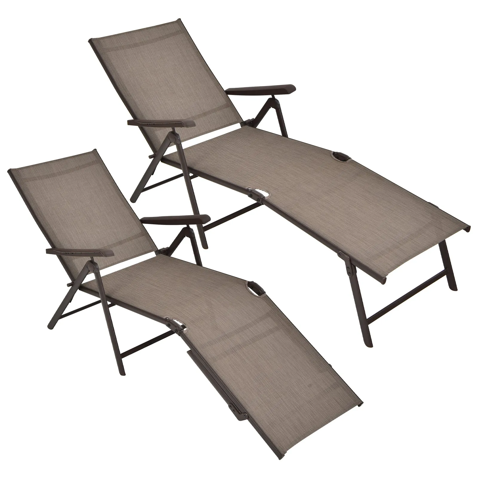 Patio Foldable Chaise Lounge Chair Reclining with Adjustable Backrest 2 Pack