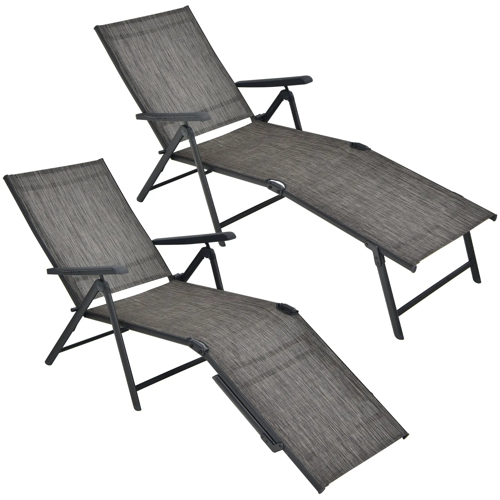 Patio Foldable Chaise Lounge Chair Reclining with Adjustable Backrest 2 Pack