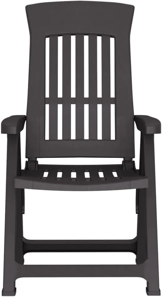 Patio Reclining Chairs 2 Pcs Anthracite PP Outdoor Furniture for Patio Backyard Garden with Adjustable Backrest and Foldable Design