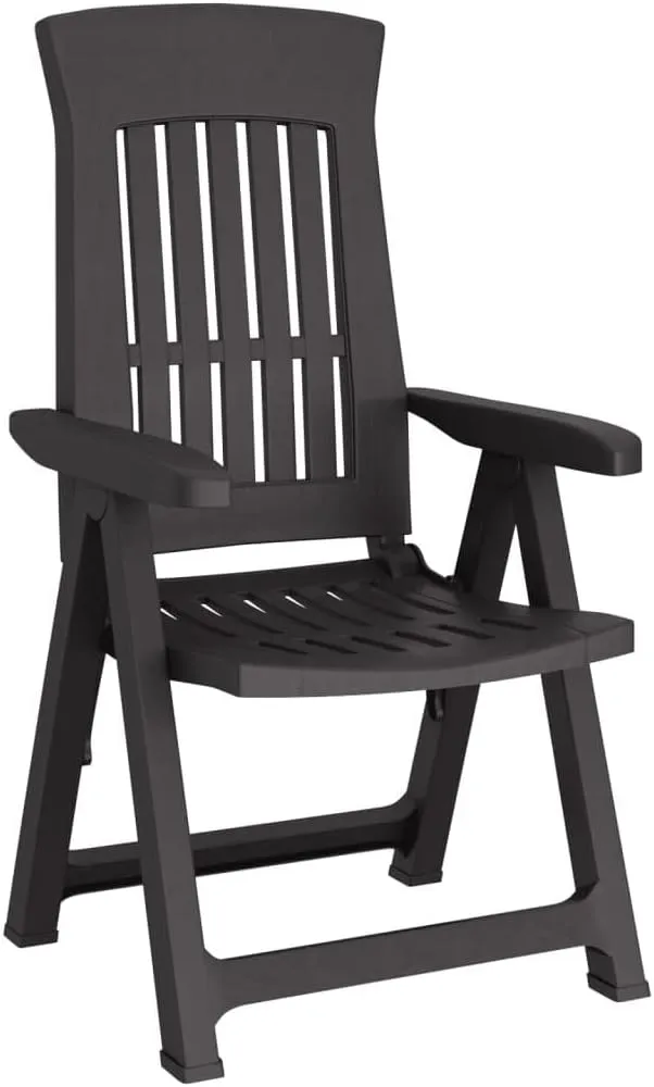 Patio Reclining Chairs 2 Pcs Anthracite PP Outdoor Furniture for Patio Backyard Garden with Adjustable Backrest and Foldable Design
