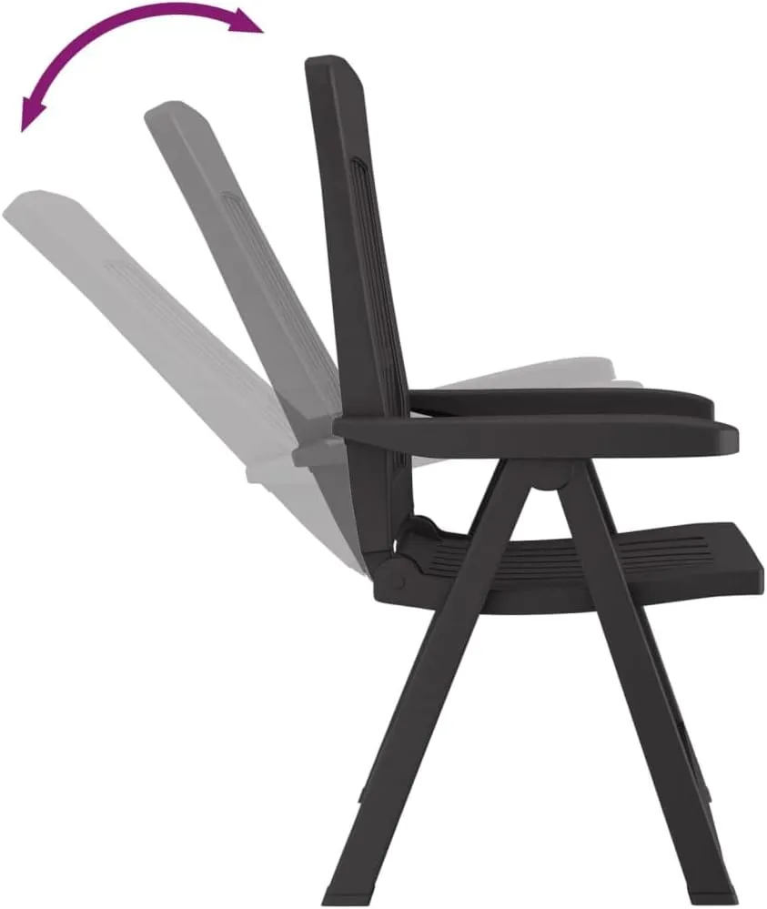 Patio Reclining Chairs 2 Pcs Anthracite PP Outdoor Furniture for Patio Backyard Garden with Adjustable Backrest and Foldable Design