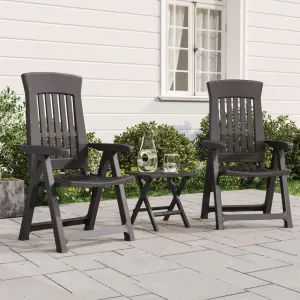 Patio Reclining Chairs 2 Pcs Anthracite PP Outdoor Furniture for Patio Backyard Garden with Adjustable Backrest and Foldable Design