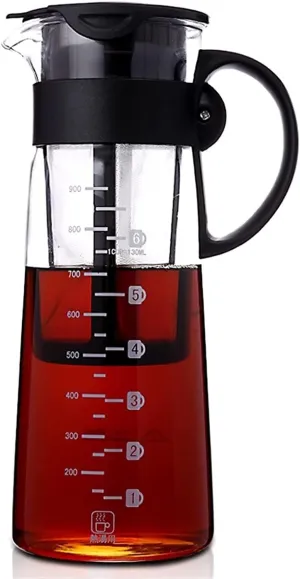 Percolator Coffee Pot Portable Hot/Cold Brewing Filter Coffee Pot Teapot Espresso Ice Cream Drip Glass Percolator Kitchen Accessories Bar Tools (Size : 900ml)