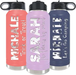 Personalized Water Bottle for Girls 40oz/32oz with Flip-Top Lid and Straw, Customized Insulated Water Flask, Stainless Steel Sports Thermos Tumbler, Name/Text Engraved by iProductsUS (Light Purple)