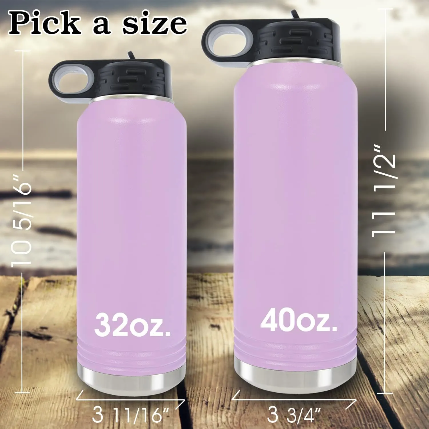 Personalized Water Bottle for Girls 40oz/32oz with Flip-Top Lid and Straw, Customized Insulated Water Flask, Stainless Steel Sports Thermos Tumbler, Name/Text Engraved by iProductsUS (Light Purple)