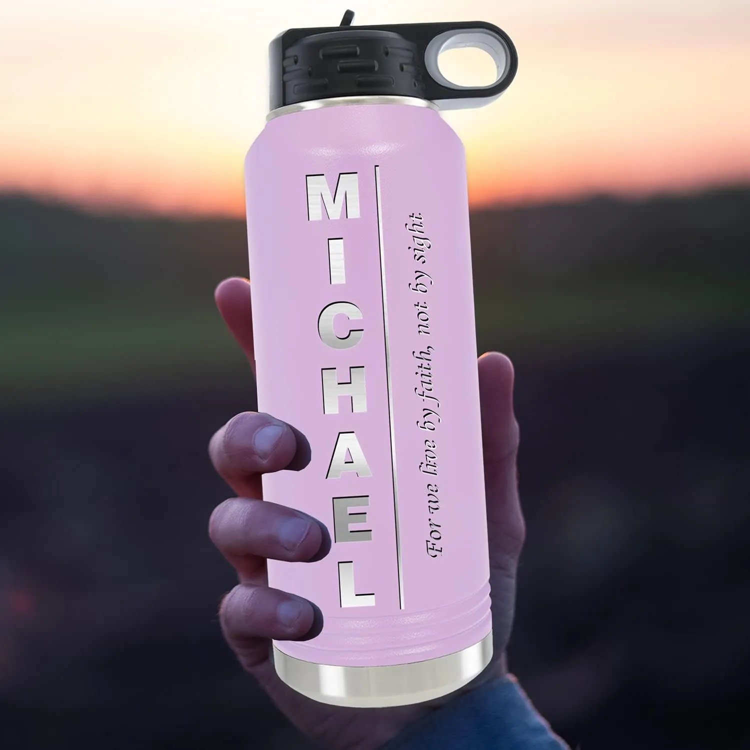 Personalized Water Bottle for Girls 40oz/32oz with Flip-Top Lid and Straw, Customized Insulated Water Flask, Stainless Steel Sports Thermos Tumbler, Name/Text Engraved by iProductsUS (Light Purple)