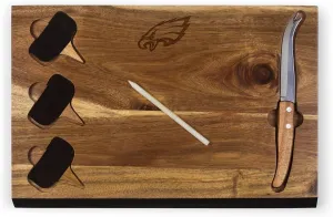 PICNIC TIME NFL Delio Cheese Board and Knife Set - Charcuterie Board Set - Acacia Wood Cutting Board with Cheese Knife and Markers