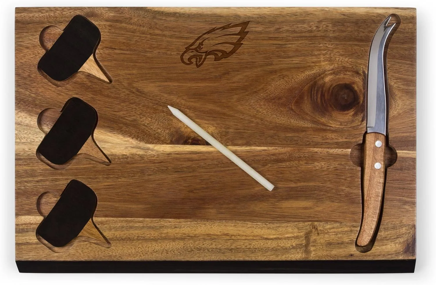 PICNIC TIME NFL Delio Cheese Board and Knife Set - Charcuterie Board Set - Acacia Wood Cutting Board with Cheese Knife and Markers
