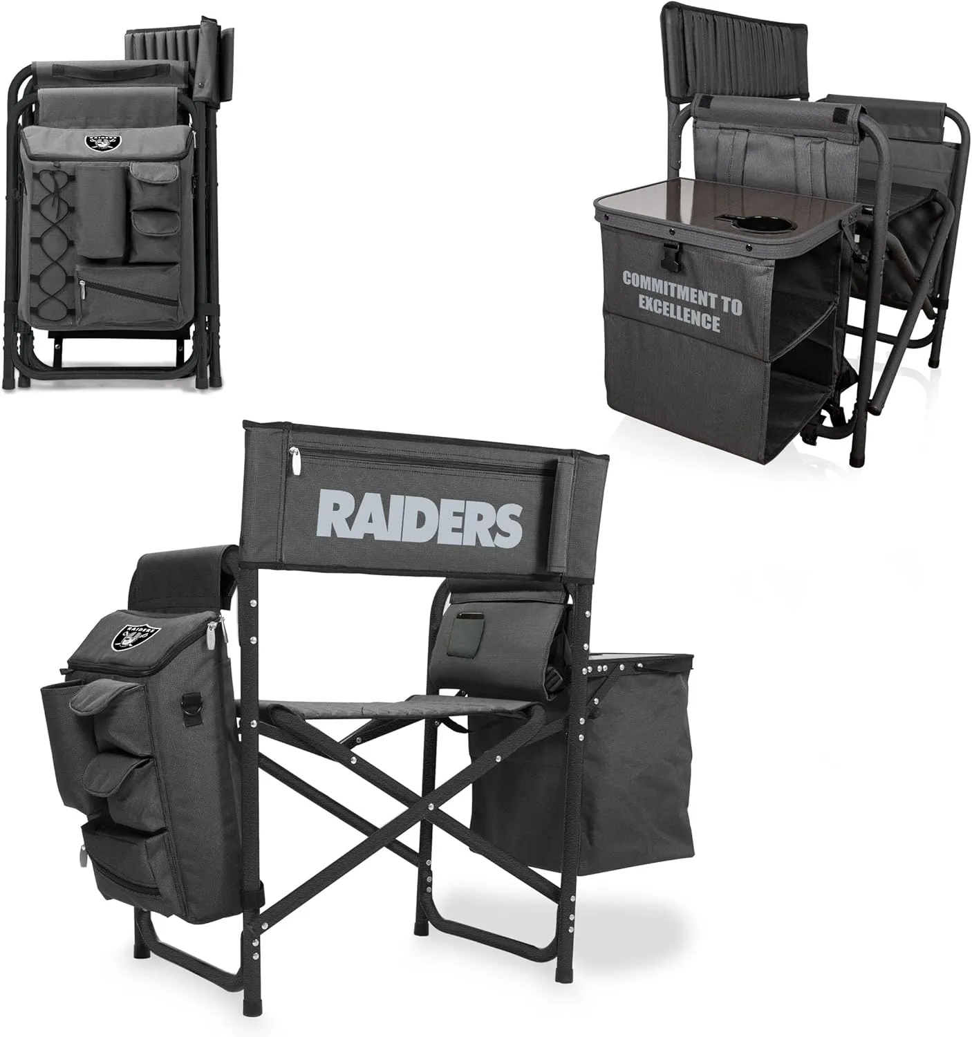 PICNIC TIME NFL Unisex-Adult NFL Fusion Camping Chair with Side Table and Soft Cooler, Beach Chair for Adults, Lawn Chair