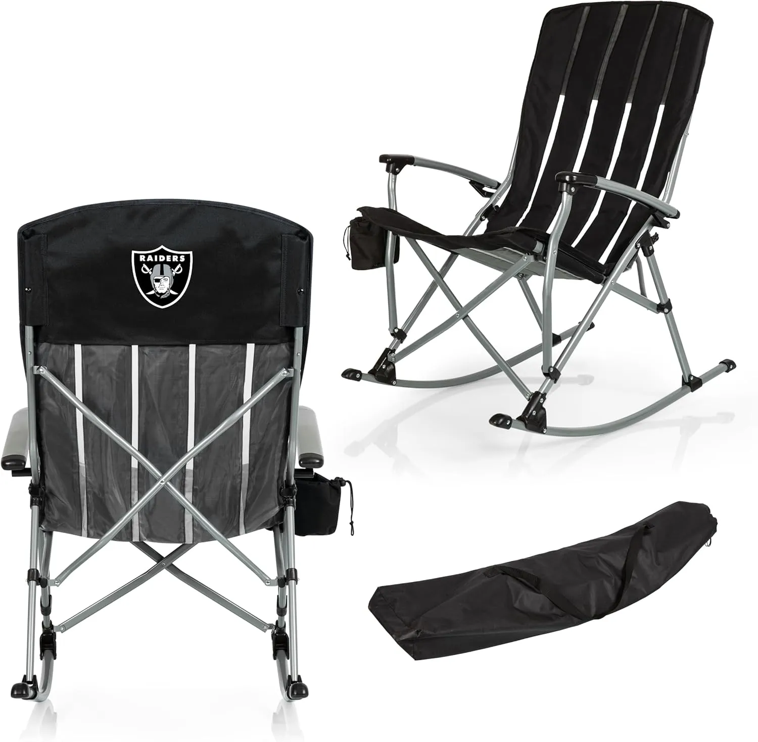 PICNIC TIME NFL Unisex-Adult NFL Outdoor Rocking Camp Chair, XL Heavy Duty Camping Chair for Adults