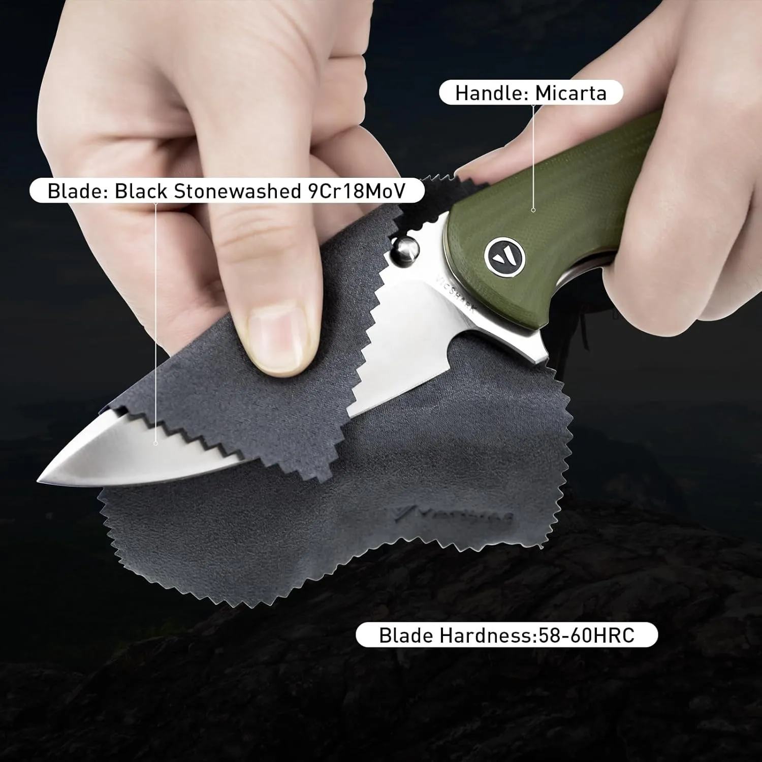 Pocket Knife Hunting knives knives for men Folding Knife D2 Steel Blade G10 Handle EDC Knife with Pocket Sharp Camping Survival Hiking Knives Army Green