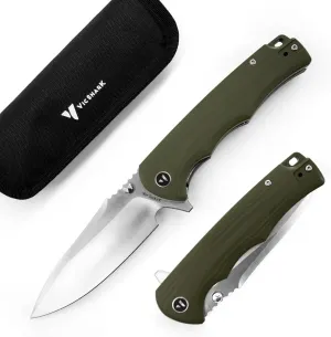 Pocket Knife Hunting knives knives for men Folding Knife D2 Steel Blade G10 Handle EDC Knife with Pocket Sharp Camping Survival Hiking Knives Army Green