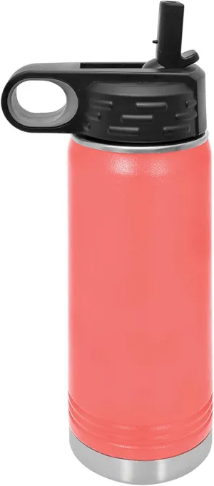 Polar Camel 20 oz Stainless Steel Water Bottle with Flip Top Lid and Straw (Coral)