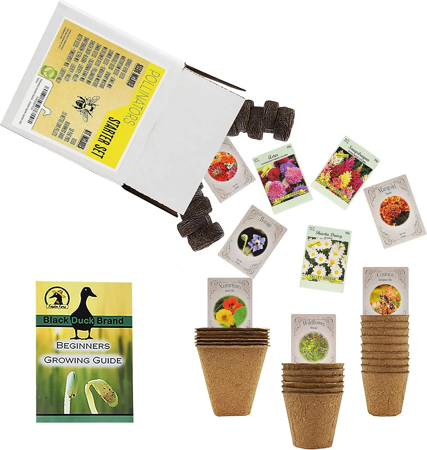 Pollinators Garden Starter Kit - Includes: Seeds, Peat Pots, Netted Coir Pellets, and a Beginners Guide - Easy Starter Kit for Gardeners - Heirloom, Non-GMO (Pollinators Starter Garden Set)