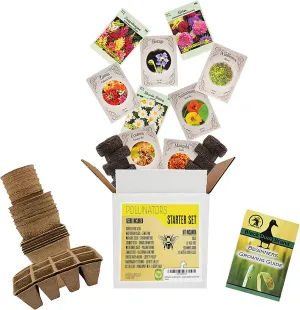 Pollinators Garden Starter Kit - Includes: Seeds, Peat Pots, Netted Coir Pellets, and a Beginners Guide - Easy Starter Kit for Gardeners - Heirloom, Non-GMO (Pollinators Starter Garden Set)