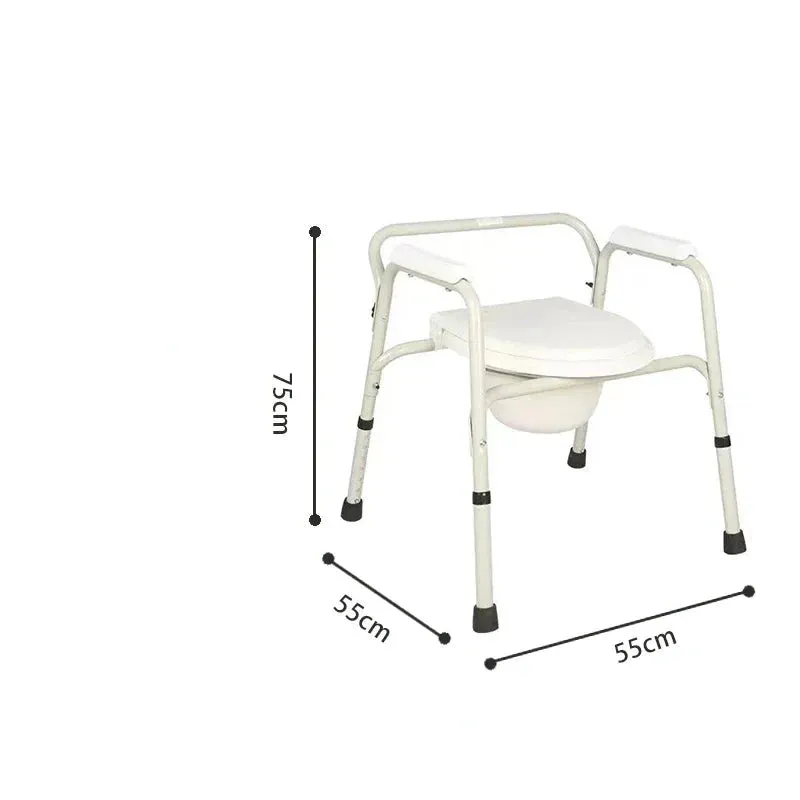 Portable Bedside Potty & Shower Chair for Adults – Foldable Bathroom Stool with Handrails