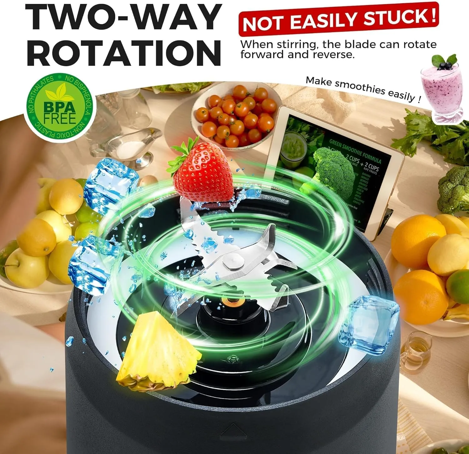 Portable Blender for Smoothies and Shakes with Insulated Sleeve, Anti-Jamming, 24oz USB-C Rechargeable, BPA-Free, Electric Protein Shaker Bottle with Travel Lid for Kitchen, Gym & Office.