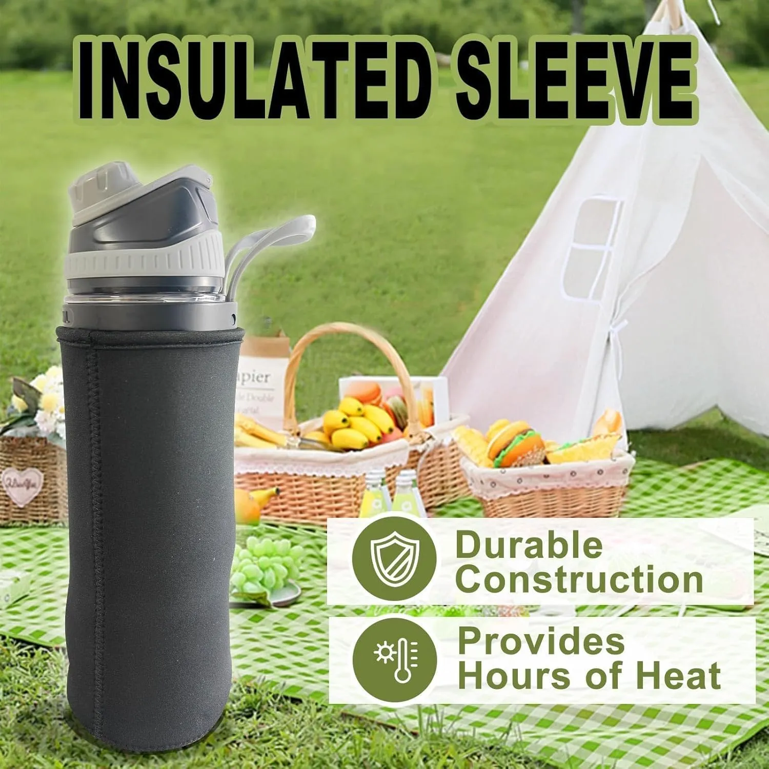 Portable Blender for Smoothies and Shakes with Insulated Sleeve, Anti-Jamming, 24oz USB-C Rechargeable, BPA-Free, Electric Protein Shaker Bottle with Travel Lid for Kitchen, Gym & Office.