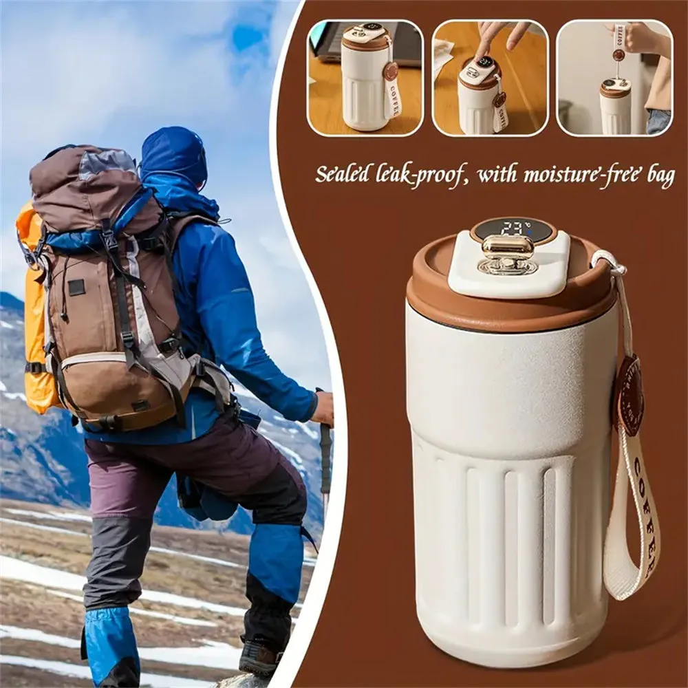 Premium 450ml Thermos Bottle – Smart Temperature Display, 316 Stainless Steel, Vacuum Insulated, Portable Coffee & Thermal Mug for Office and Business Use