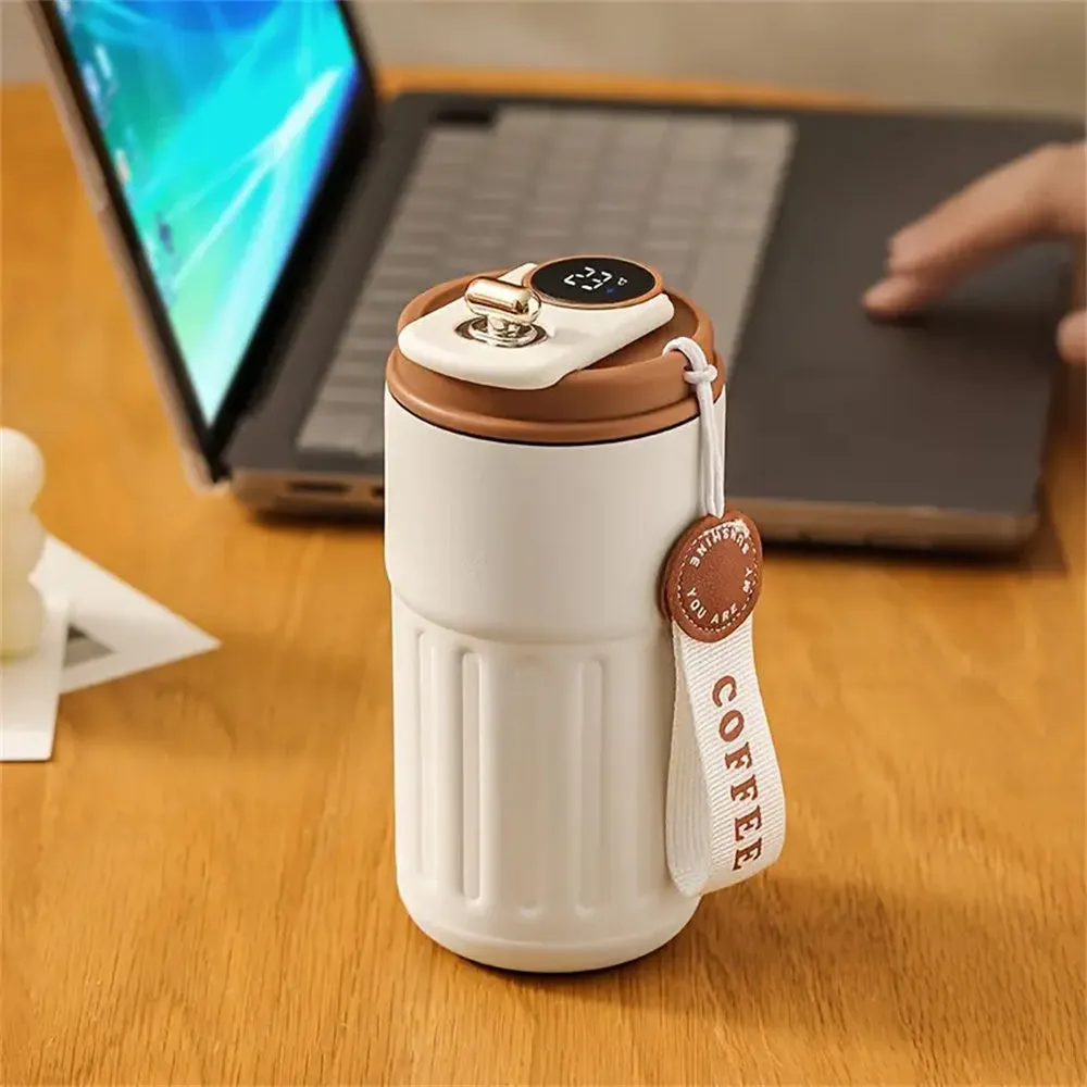 Premium 450ml Thermos Bottle – Smart Temperature Display, 316 Stainless Steel, Vacuum Insulated, Portable Coffee & Thermal Mug for Office and Business Use