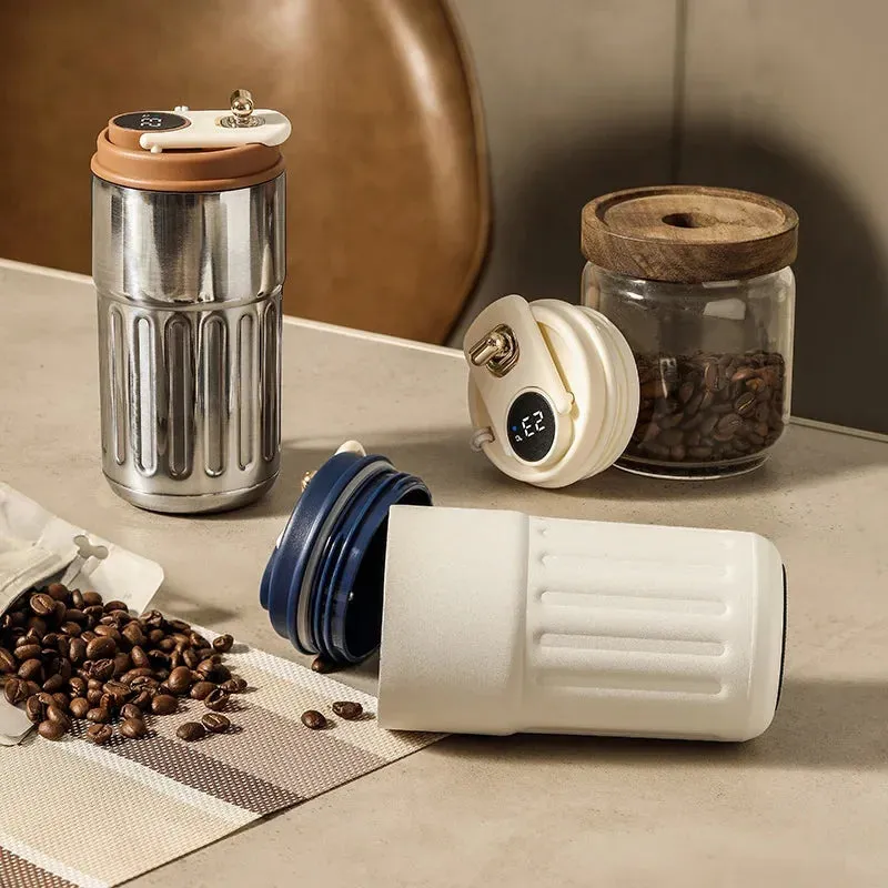 Premium 450ml Thermos Bottle – Smart Temperature Display, 316 Stainless Steel, Vacuum Insulated, Portable Coffee & Thermal Mug for Office and Business Use