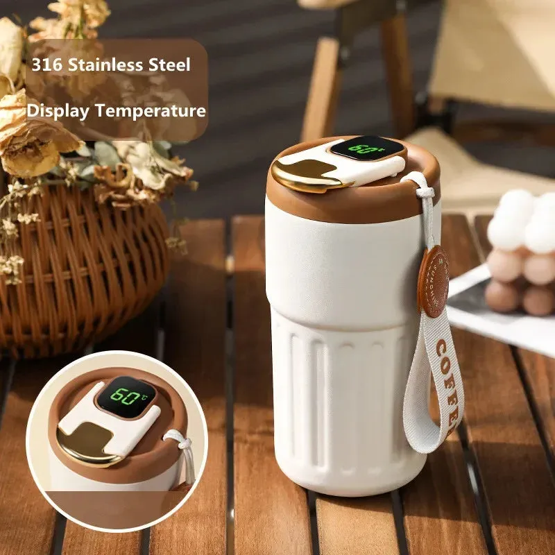 Premium 450ml Thermos Bottle – Smart Temperature Display, 316 Stainless Steel, Vacuum Insulated, Portable Coffee & Thermal Mug for Office and Business Use
