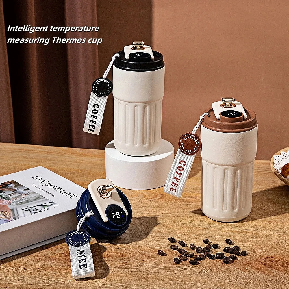 Premium 450ml Thermos Bottle – Smart Temperature Display, 316 Stainless Steel, Vacuum Insulated, Portable Coffee & Thermal Mug for Office and Business Use