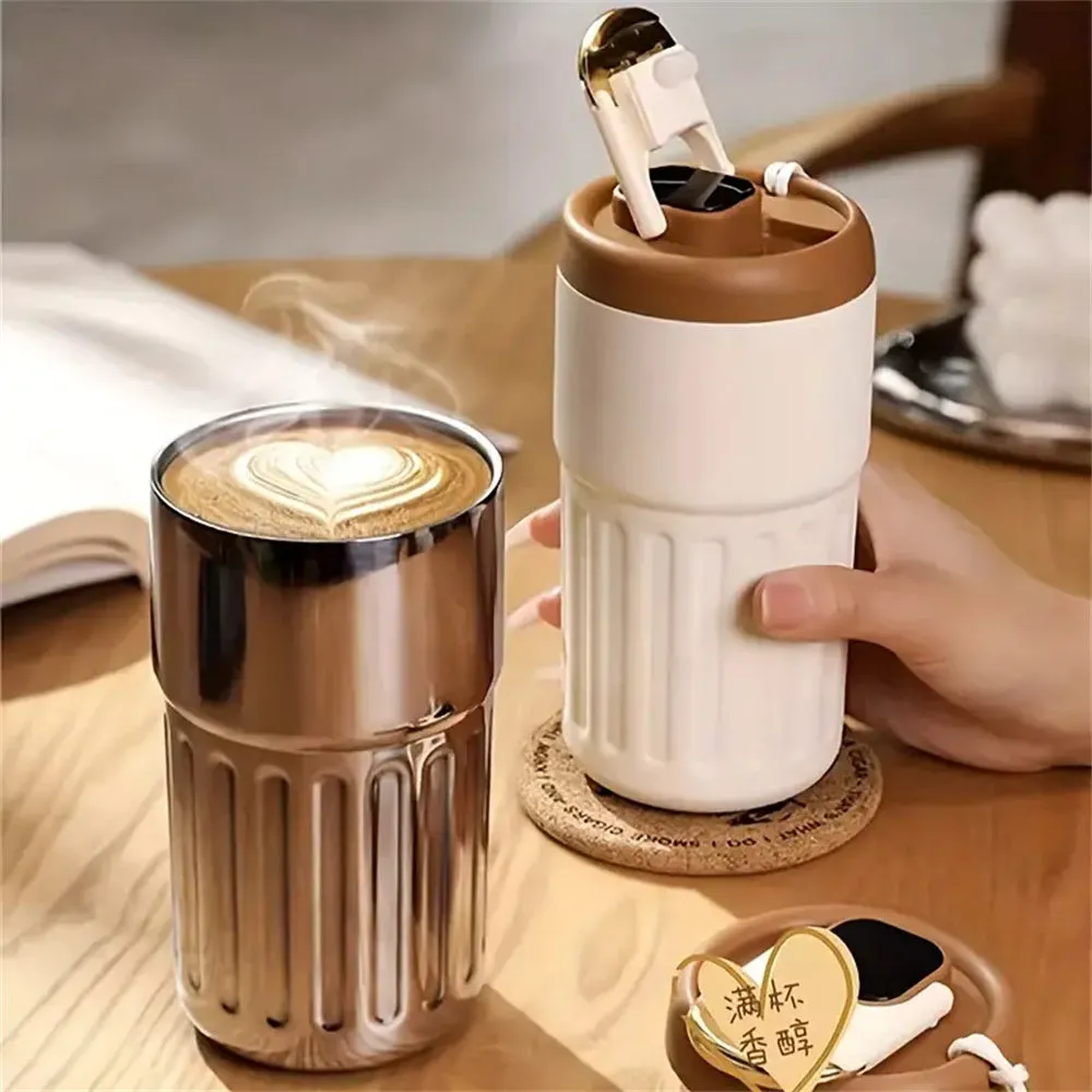 Premium 450ml Thermos Bottle – Smart Temperature Display, 316 Stainless Steel, Vacuum Insulated, Portable Coffee & Thermal Mug for Office and Business Use