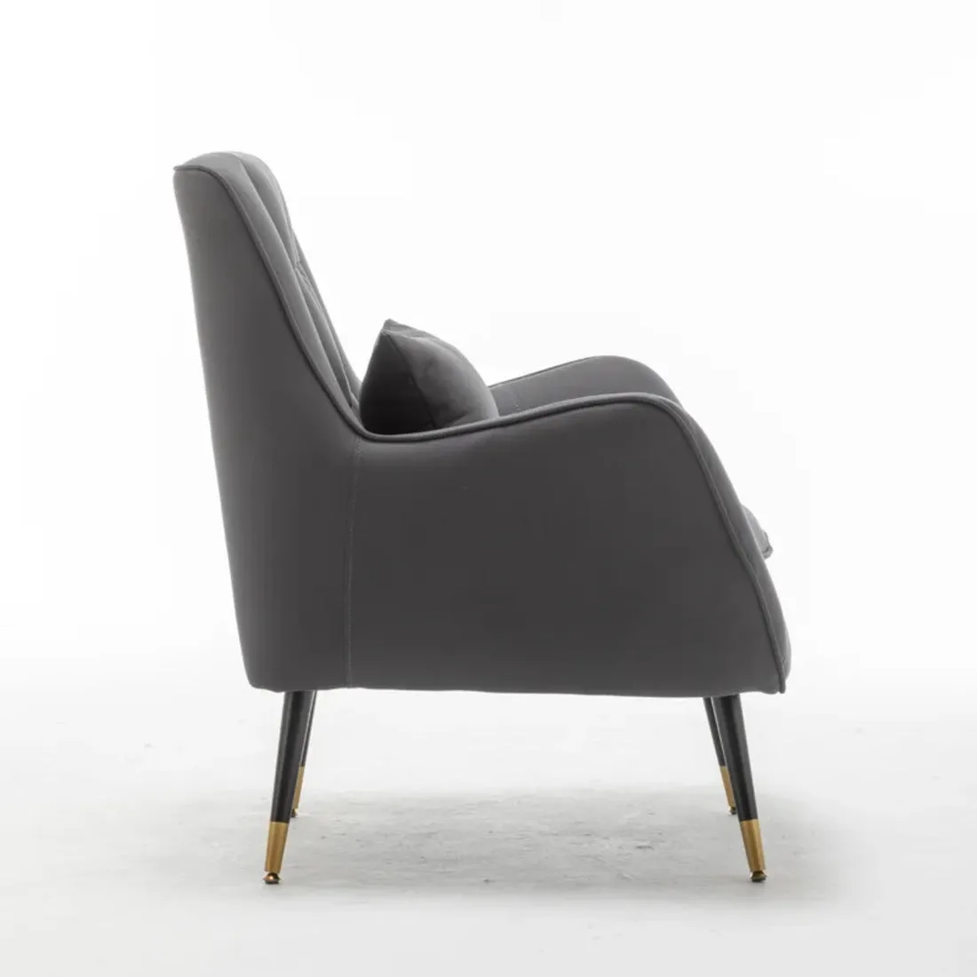 Premium Grey Thick Padded Velvet Sofa Lounge Chair with Cushion