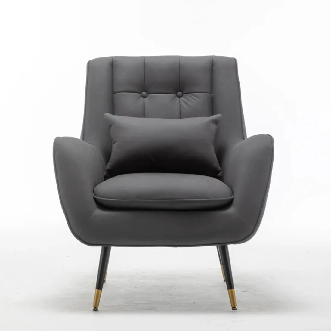Premium Grey Thick Padded Velvet Sofa Lounge Chair with Cushion