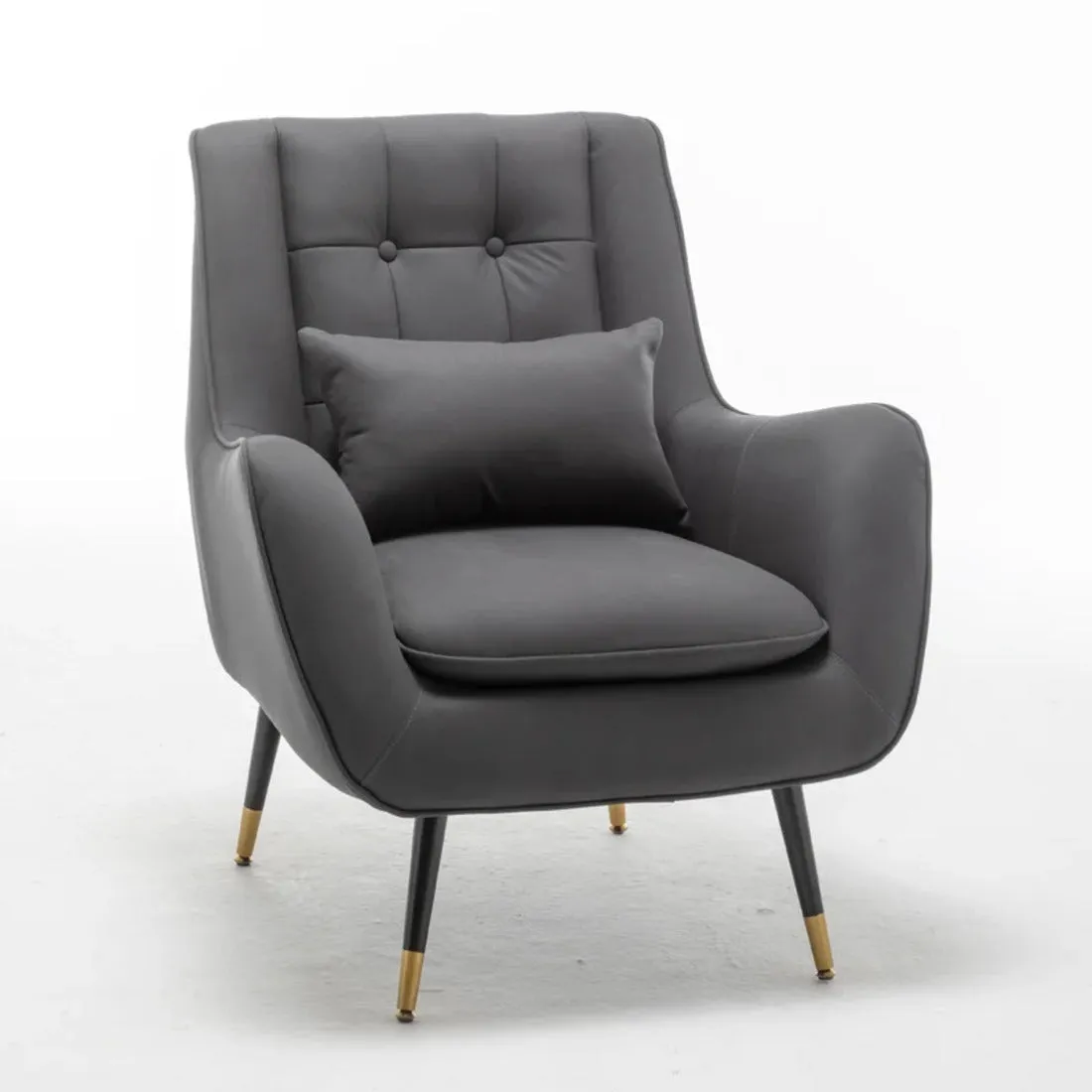 Premium Grey Thick Padded Velvet Sofa Lounge Chair with Cushion