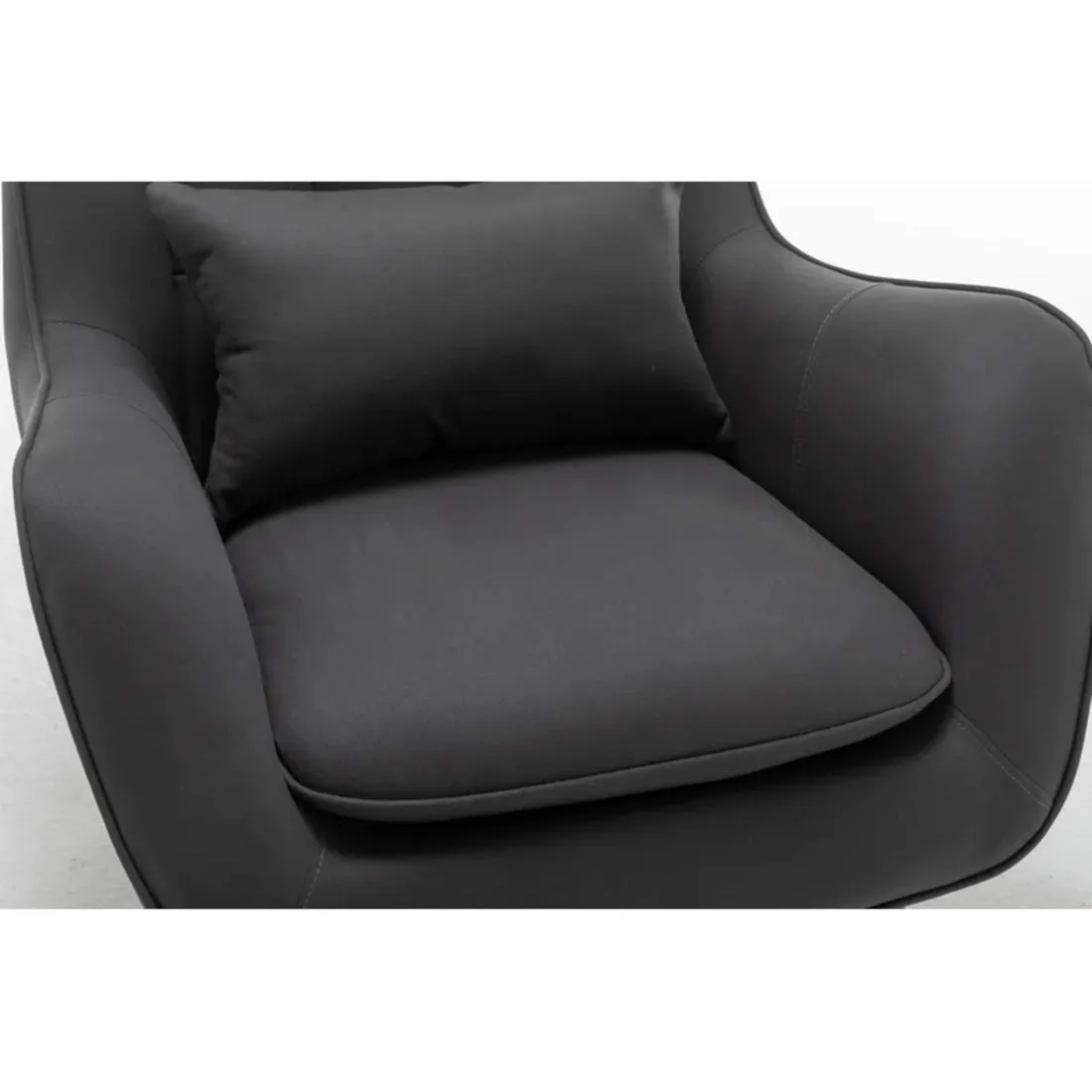 Premium Grey Thick Padded Velvet Sofa Lounge Chair with Cushion