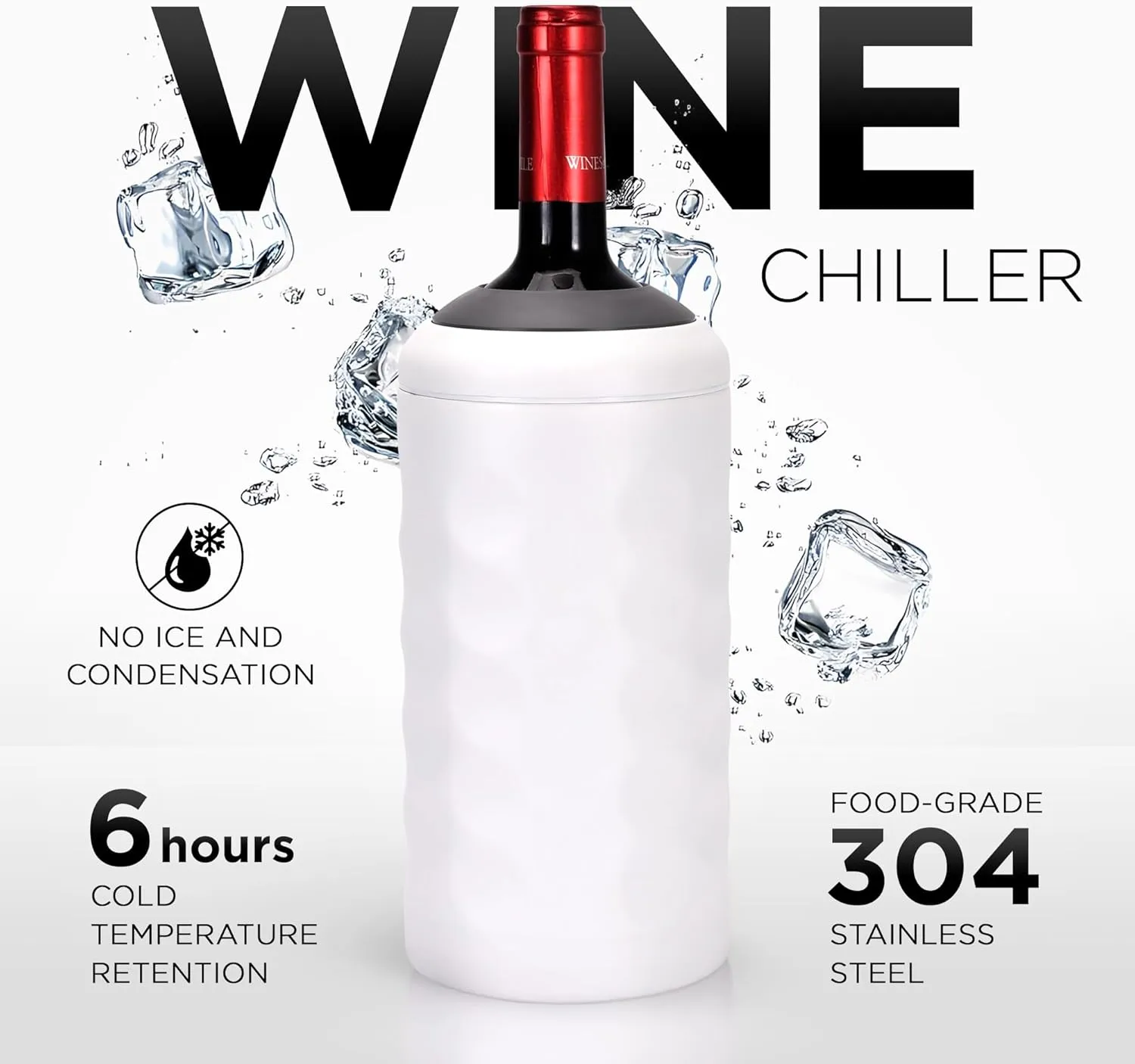 Premium Wine Chiller - Wine Bottle Chiller Double Walled, Vacuum Insulated Wine Cooler for Most 750mL Champagne and Wine Bottles