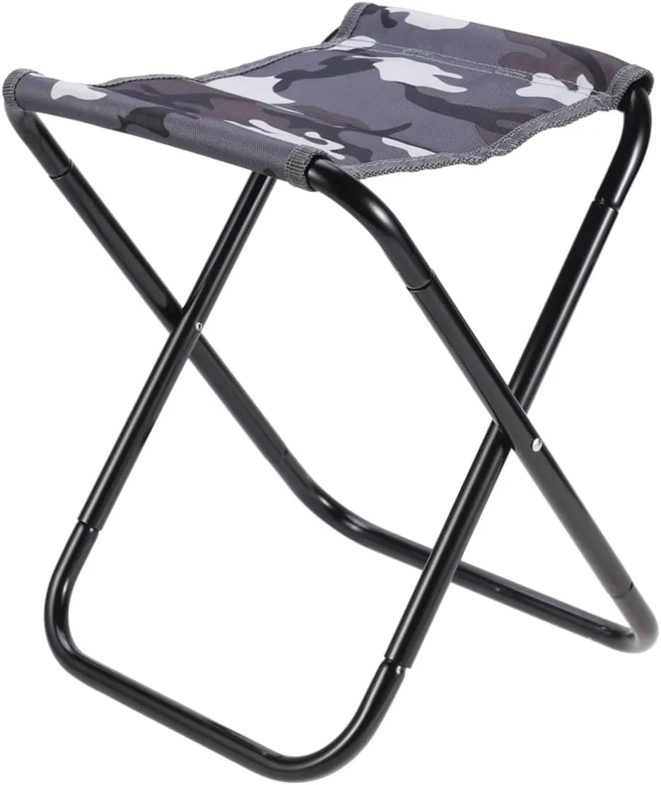 PRETYZOOM Folding Stool for Camping Lightweight Portable Chair Collapsible Beach Chair Grey