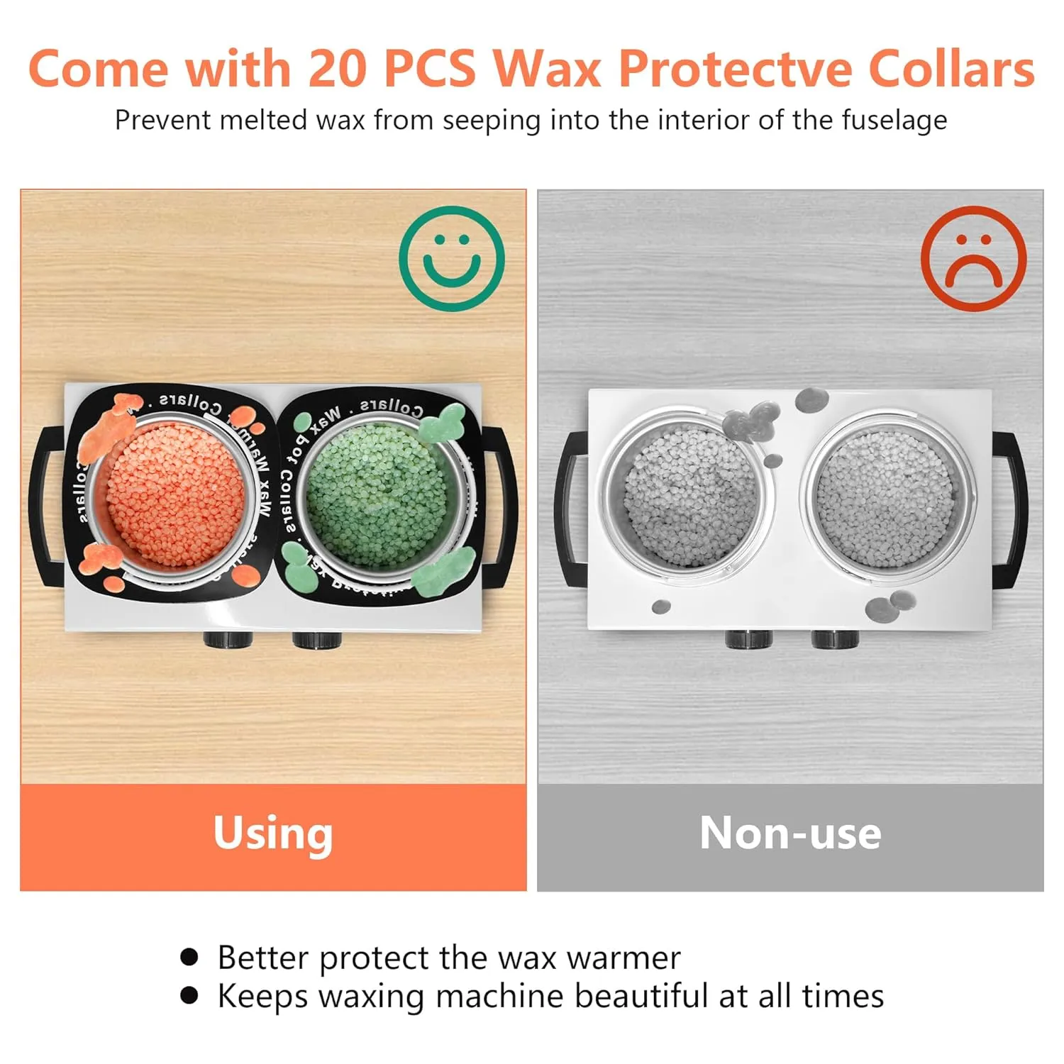 Professional Wax Warmer Double Pot Waxing Kit Heater Machine for Painless Hair Removal, with Adjustable Temperature Set, 50pcs Sticks, 20pcs Protective Collars