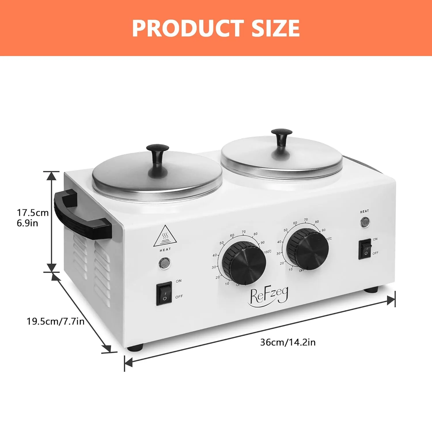 Professional Wax Warmer Double Pot Waxing Kit Heater Machine for Painless Hair Removal, with Adjustable Temperature Set, 50pcs Sticks, 20pcs Protective Collars