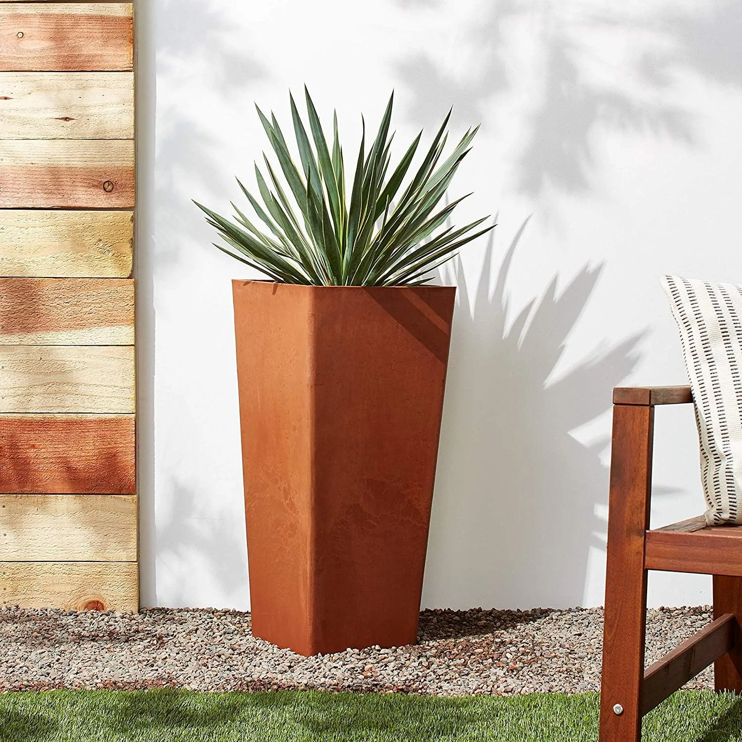 PSW Pot Collection Contempo Tall Square for Indoor and Outdoor Plants and Gardens, 13x13x28, Terra Cotta Color