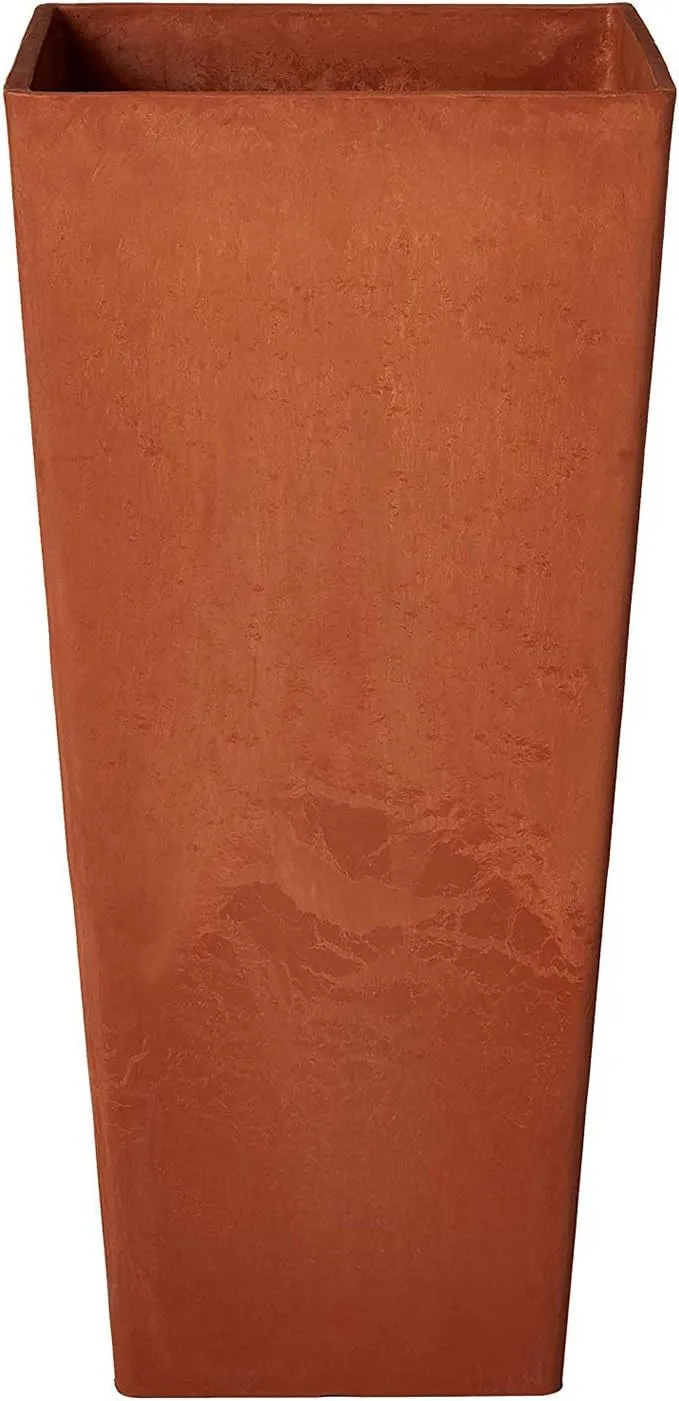 PSW Pot Collection Contempo Tall Square for Indoor and Outdoor Plants and Gardens, 13x13x28, Terra Cotta Color