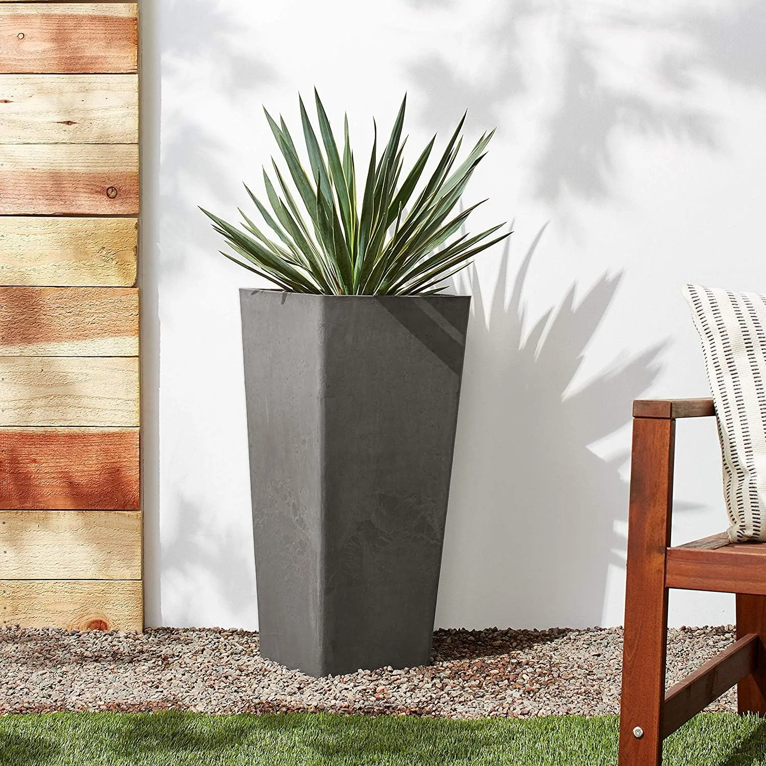 PSW Pot Collection Contempo Tall Square for Indoor and Outdoor Plants and Gardens,13x13x28, Cement Color